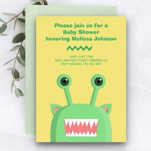 Cute Grappige Monster Baby Shower Kaart