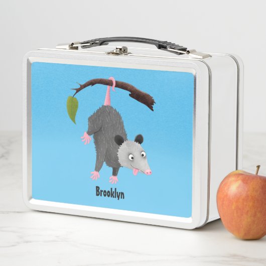 Cute grappige opossum aan de cartoon van de tak (In situ)