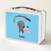 Cute grappige opossum aan de cartoon van de tak (Achterkant)