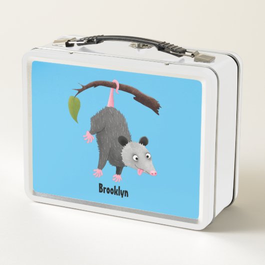 Cute grappige opossum aan de cartoon van de tak (Achterkant)