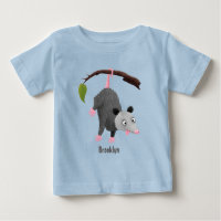Cute grappige opossum aan de cartoon van de tak