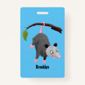 Cute grappige opossum aan de cartoon van de tak badge (Achterkant)