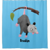 Cute grappige opossum aan de cartoon van de tak douchegordijn (Voorkant)
