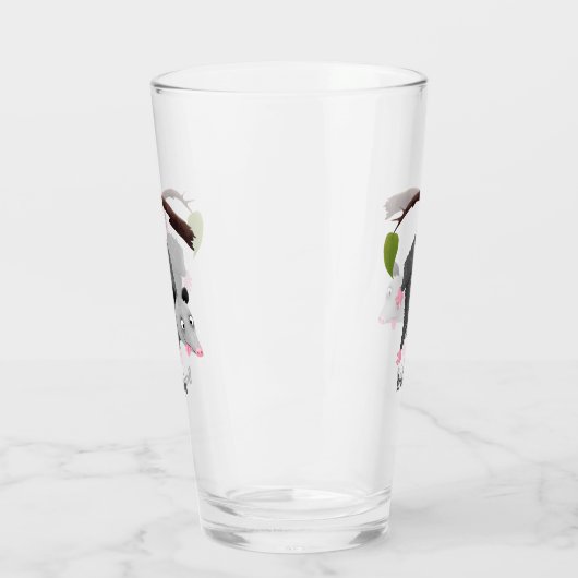 Cute grappige opossum aan de cartoon van de tak glas (Links)