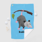 Cute grappige opossum aan de cartoon van de tak golfhanddoek (Insitu)