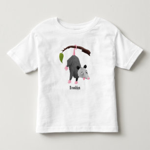 Cute grappige opossum aan de cartoon van de tak kinder shirts
