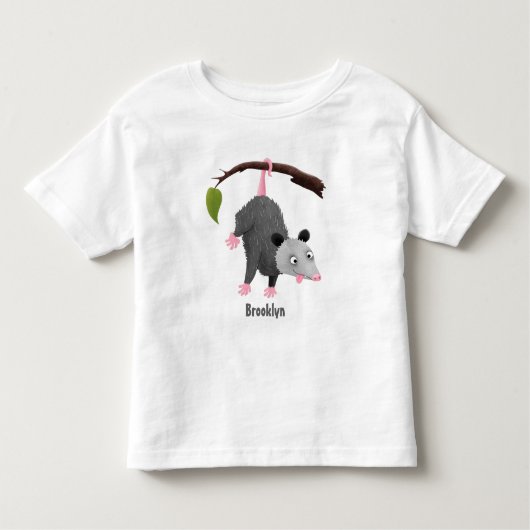 Cute grappige opossum aan de cartoon van de tak kinder shirts (Voorkant)