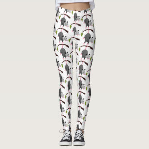 Cute grappige opossum aan de cartoon van de tak leggings