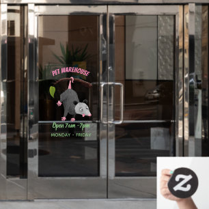 Cute grappige opossum aan de cartoon van de tak raamsticker