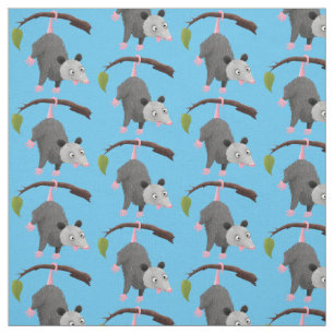 Cute grappige opossum aan de cartoon van de tak stof