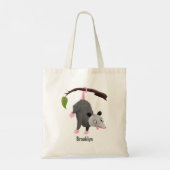 Cute grappige opossum aan de cartoon van de tak tote bag (Achterkant)