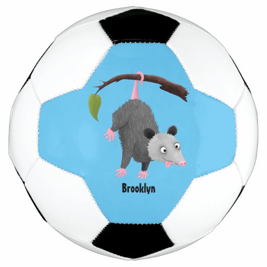 Cute grappige opossum aan de cartoon van de tak voetbal (Voorkant)