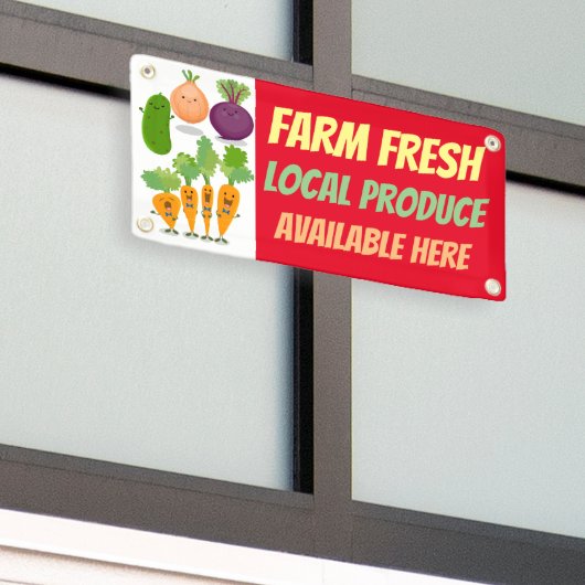 Cute grappige plantaardige producten voor verkoop  spandoek (Buitenkant Gebouw)