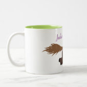 Cute grappige pony cartoon illustratie tweekleurige koffiemok (Links)