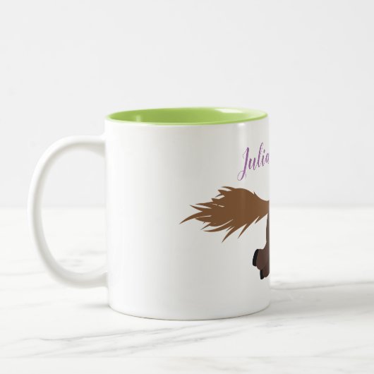 Cute grappige pony cartoon illustratie tweekleurige koffiemok (Links)