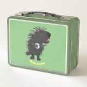 Cute grappige porcupine die banjo-cartoon speelt (Achterkant)