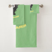 Cute grappige porcupine die banjo-cartoon speelt bad handdoek (Insitu)