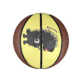 Cute grappige porcupine die banjo-cartoon speelt basketbal (Verticaal)