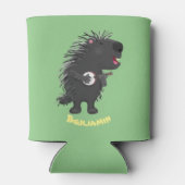 Cute grappige porcupine die banjo-cartoon speelt blikjeskoeler (Achterkant)