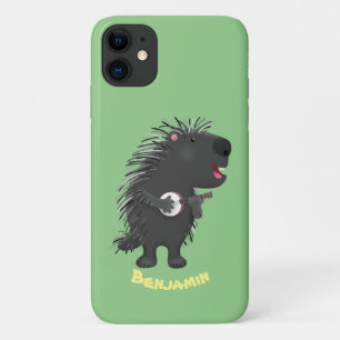 Cute grappige porcupine die banjo-cartoon speelt Case-Mate iPhone case