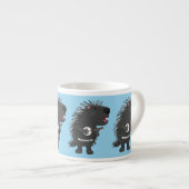 Cute grappige porcupine die banjo-cartoon speelt espresso kop (Voorkant rechts)