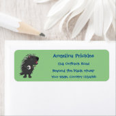 Cute grappige porcupine die banjo-cartoon speelt etiket (Insitu)