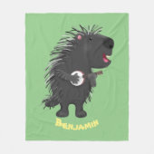 Cute grappige porcupine die banjo-cartoon speelt fleece deken (Voorkant)