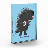Cute grappige porcupine die banjo-cartoon speelt fotoblokken (Links)
