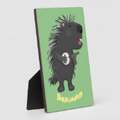 Cute grappige porcupine die banjo-cartoon speelt fotoplaat (Zijkant)