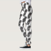 Cute grappige porcupine die banjo-cartoon speelt leggings (Links)