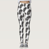 Cute grappige porcupine die banjo-cartoon speelt leggings (Voorkant)