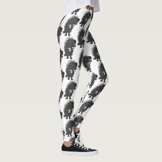 Cute grappige porcupine die banjo-cartoon speelt leggings (Rechts)