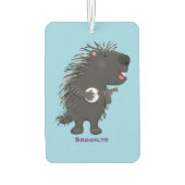 Cute grappige porcupine die banjo-cartoon speelt luchtverfrisser (Achterkant)