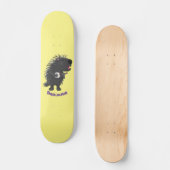 Cute grappige porcupine die banjo-cartoon speelt persoonlijk skateboard (Voorkant)