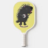 Cute grappige porcupine die banjo-cartoon speelt pickleball paddle (Achterkant)