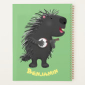 Cute grappige porcupine die banjo-cartoon speelt planner (Achterkant)