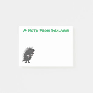 Cute grappige porcupine die banjo-cartoon speelt post-it® notes