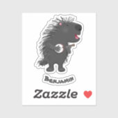 Cute grappige porcupine die banjo-cartoon speelt sticker (Vel)