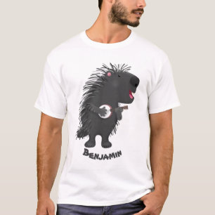 Cute grappige porcupine die banjo-cartoon speelt t-shirt