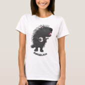 Cute grappige porcupine die banjo-cartoon speelt t-shirt (Voorkant)