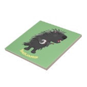 Cute grappige porcupine die banjo-cartoon speelt tegeltje (Zijkant)