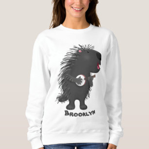 Cute grappige porcupine die banjo-cartoon speelt trui