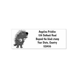 Cute grappige porcupine die banjo-cartoon speelt zelfinktende stempel