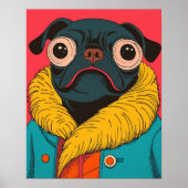Cute Grappige Pugs Illustratie Grappige Hond Poster (Voorkant)