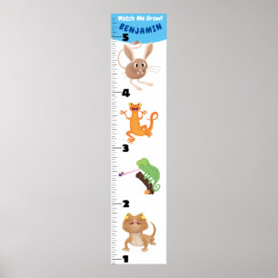 Cute grappige reptielen dieren cartoon poster