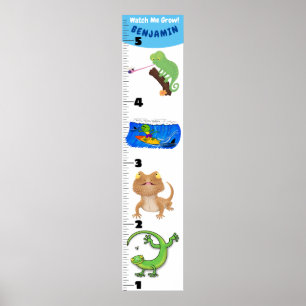Cute grappige reptielen dieren cartoon poster
