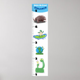 Cute grappige reptielen dieren cartoon poster