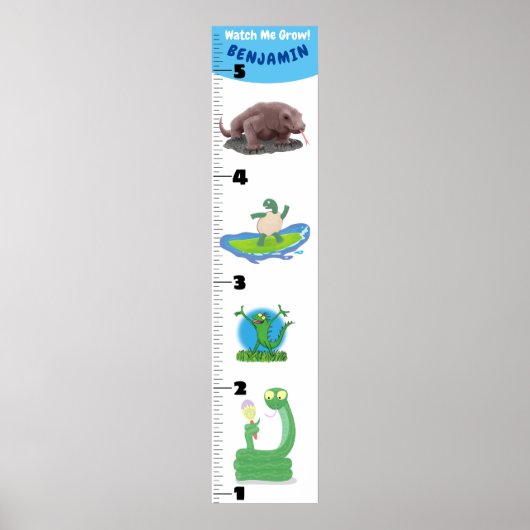 Cute grappige reptielen dieren cartoon poster (Voorkant)