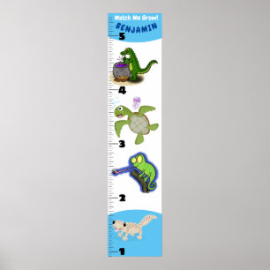 Cute grappige reptielen dieren cartoon poster
