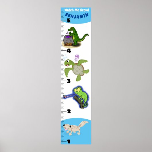 Cute grappige reptielen dieren cartoon poster (Voorkant)